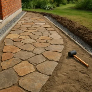 как уложить природный камень на землю