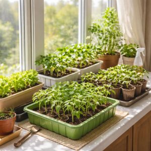 как разместить рассаду на окне