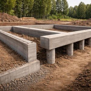 ленточный фундамент и ростверк разница