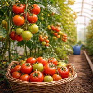 урожай томатов в теплице