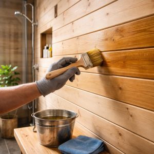 чем обработать деревянные стены в ванной