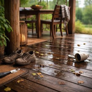 полу беседки на даче