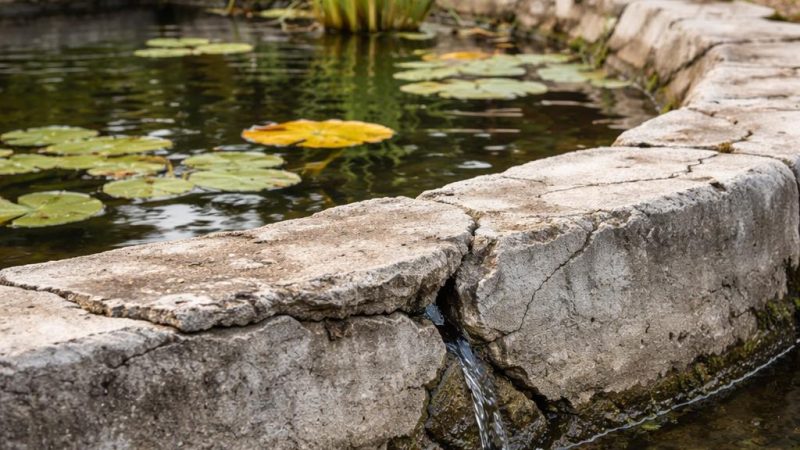 Бетонный пруд на даче: в каких условиях он начинает терять воду и разрушаться